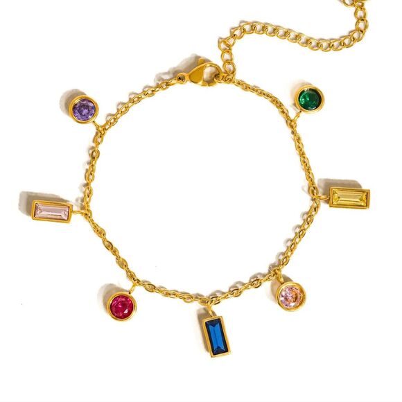 Sydney 18K Gold Non Tarnish Hypoallergenic Cubic Zirconia Tassel Bracelet - Picture 3 of 4